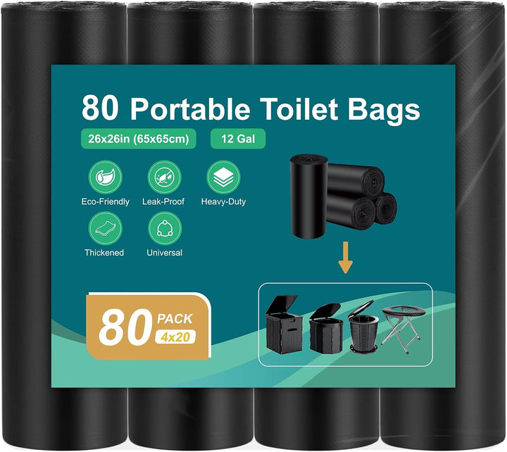 WADEO 80 Stück Toilettenbeutel reissfest haltbar, Campingtoilette Beutel Müllbeutel je 50L (0,03 mm)