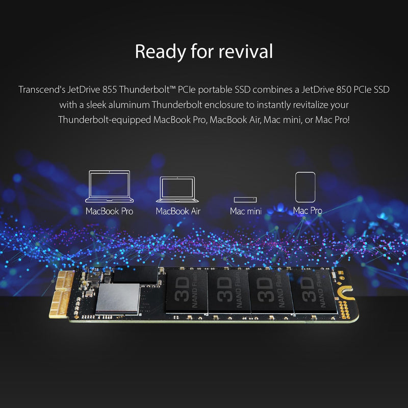 Transcend 960GB Highspeed JetDrive Thunderbolt PCIe™ Gen3 x4 Portable SSD Speichererweiterung für Ma