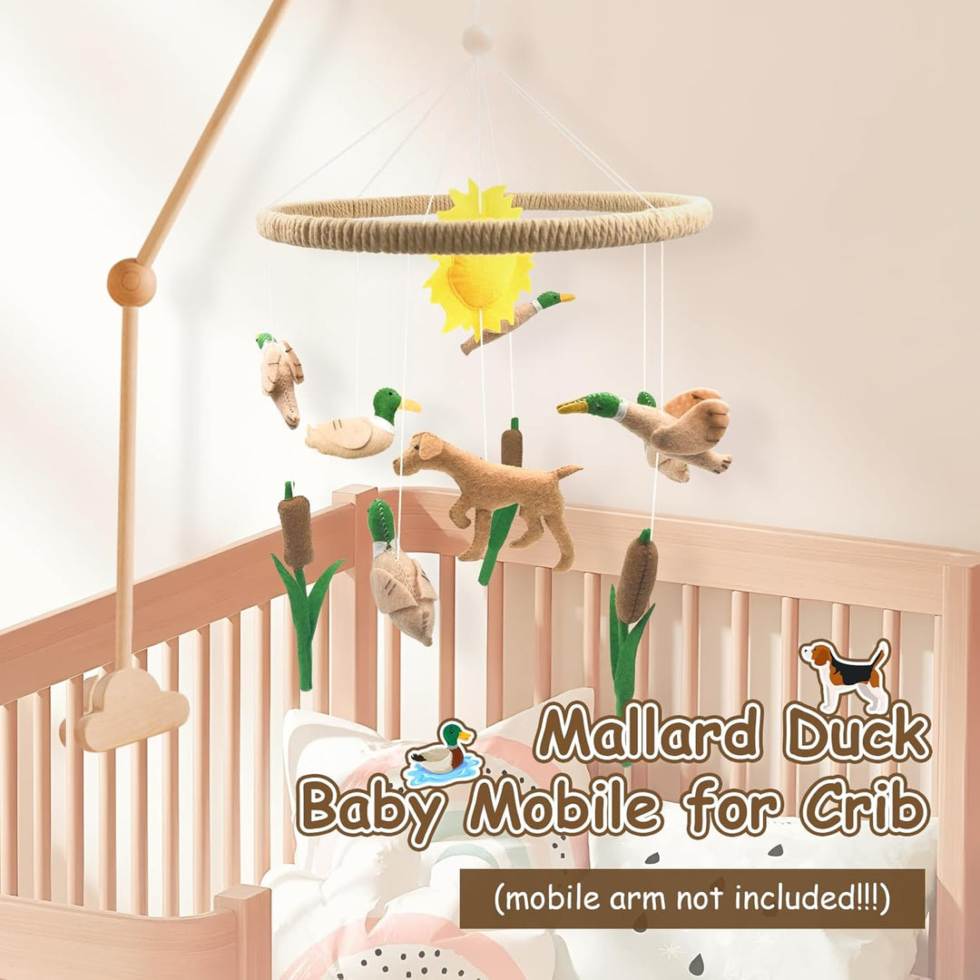 Mobile Baby, 3D Dackel Hund Mobile Babybett Holz mit Filz Schilf Ente und Sonne Handgemachtes Bettgl