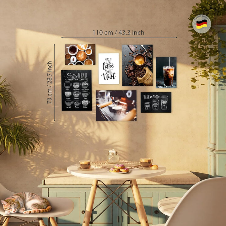 Novart Wandbilder Kaffee Coffee - KOMPLETT AUFHÄNGFERTIG - Küche Esszimmer Küchenbilder- 7 Moderne M