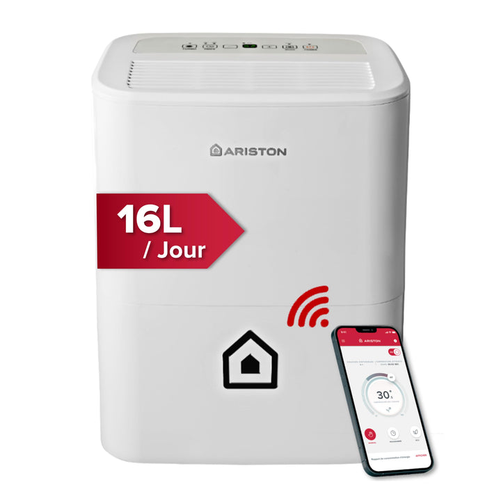 Ariston Deos 16s Wi Fi Tragbarer Luftentfeuchter, 430W, 16 Liter/Tag, Weiss 16 Litri Wi-Fi, 16 Litri