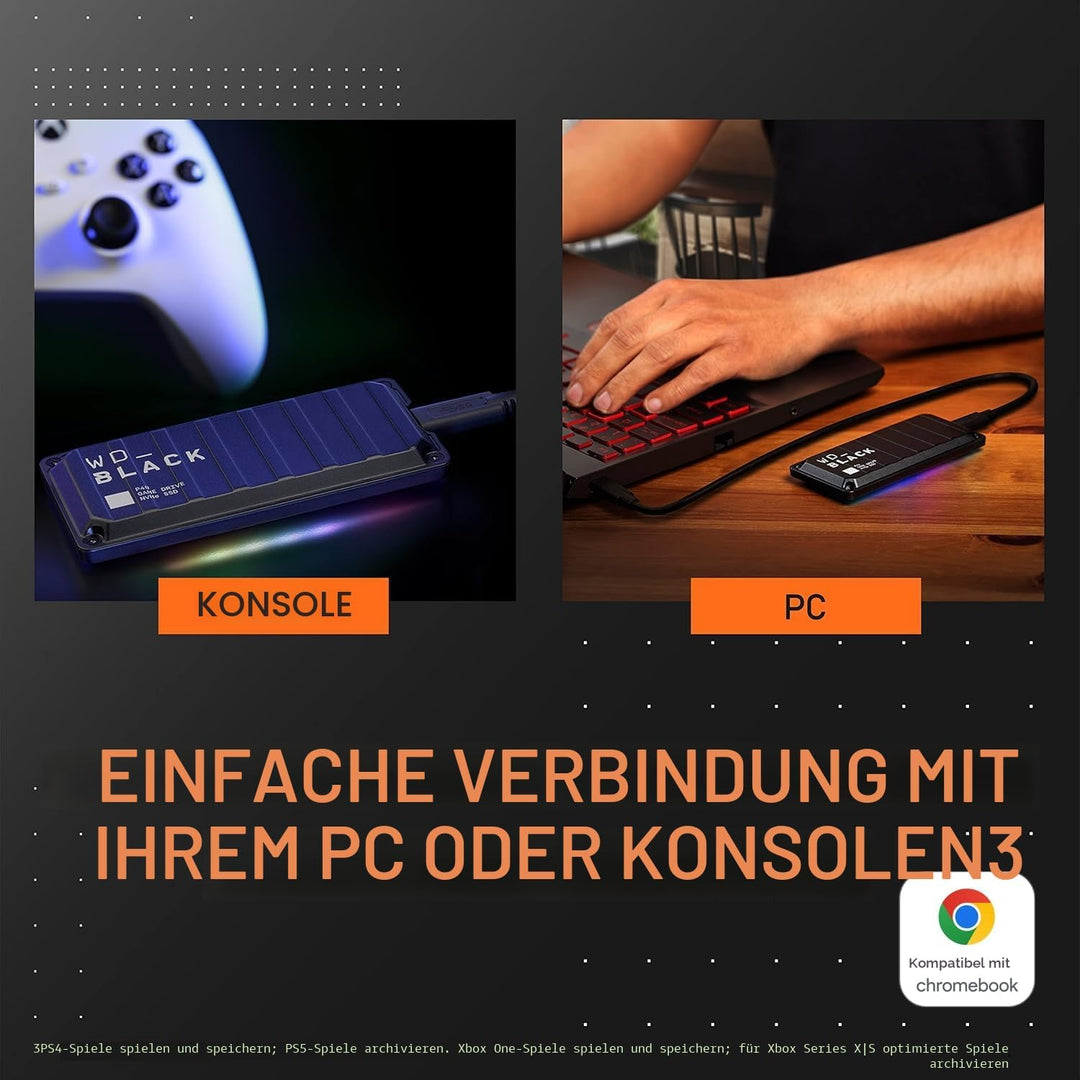WD_BLACK P40 Game Drive SSD 500 GB externe SSD (WD_BLACK Dashboard, 2.000 MB/s Lesen, 1.950 MB/s Sch