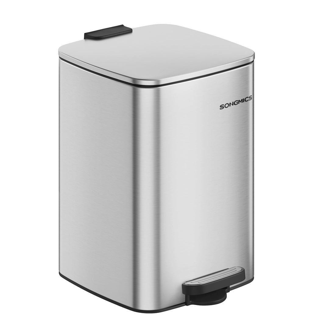 SONGMICS Mülleimer Küche, 20 Liter Abfalleimer, Tretmülleimer, Stahl, mit Inneneimer, Softclose, Off