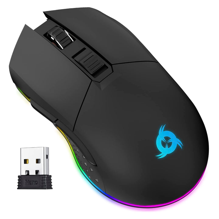 KLIM Blaze - Wiederaufladbare kabellose RGB Gaming Maus - NEU 2023 - Hochpräziser Sensor mit Langer