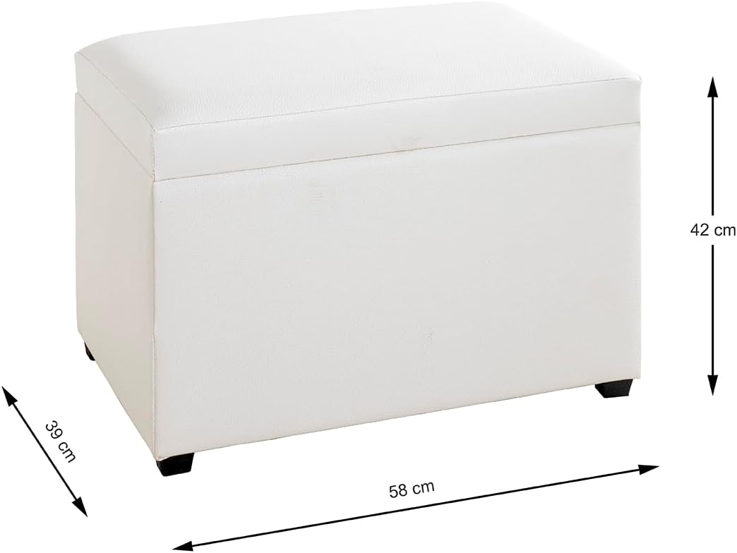 HAKU Möbel Sitztruhe, MDF, weiss, T 39 x B 58 x H 42 cm, Weiss