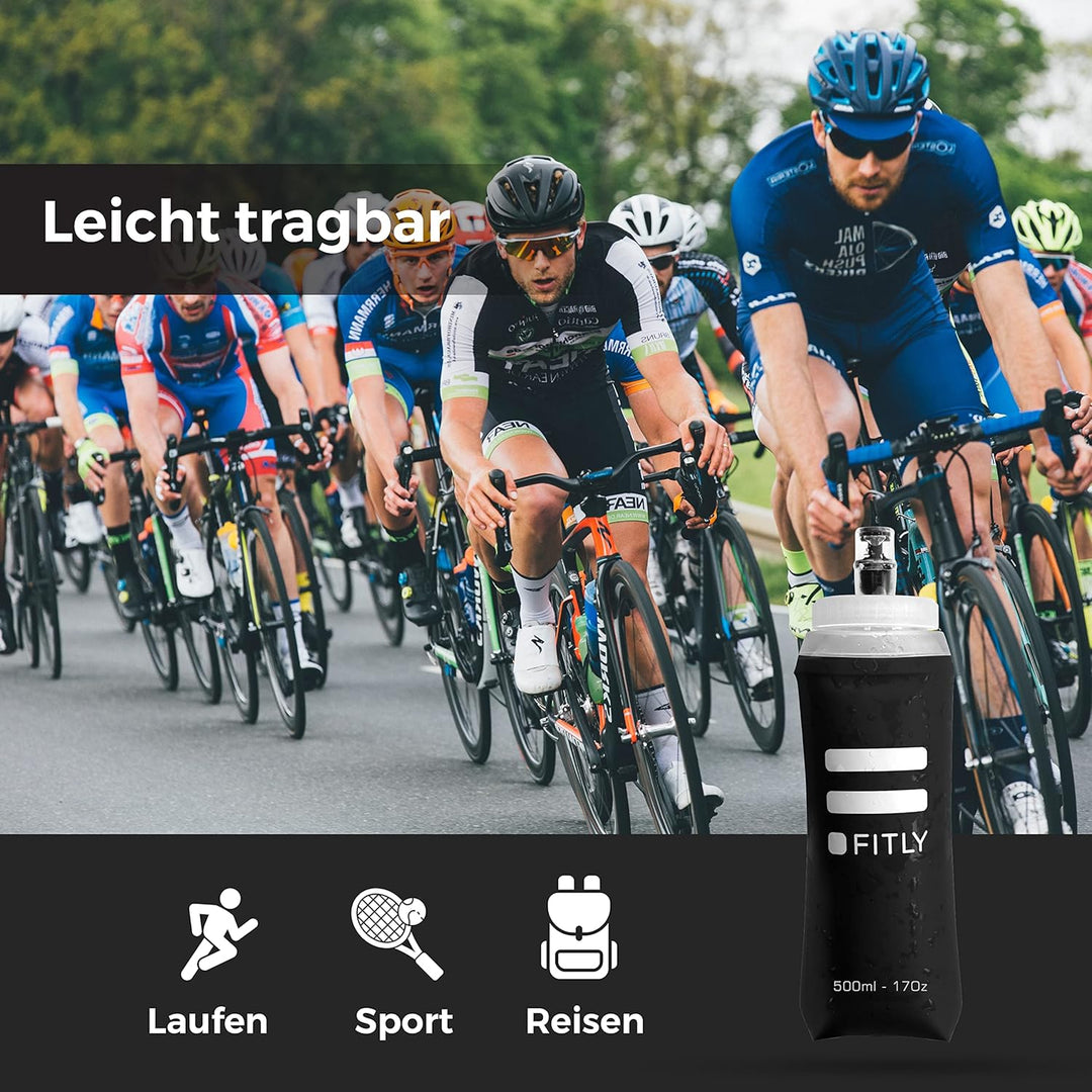 FITLY Faltbare Trinkflasche - Ideal Zum Laufen, Wandern, Radfahren - Lauf Trinkflasche Für Outdoor-S
