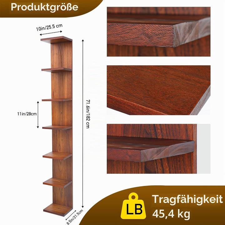 PHOENANCEE 7-stufiges Wandregal, vertikales Regal, Organizer Tall Tower Design dekoratives Wandregal