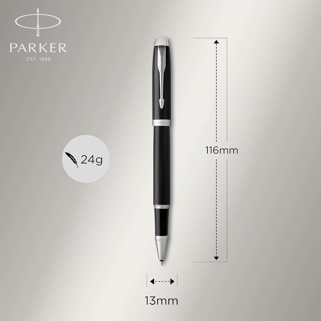 Parker IM Tintenroller | schwarze Lackierung mit Chromzierteilen | feine Spitze | Schwarz | Geschenk
