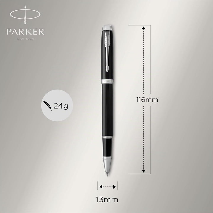 Parker IM Tintenroller | schwarze Lackierung mit Chromzierteilen | feine Spitze | Schwarz | Geschenk