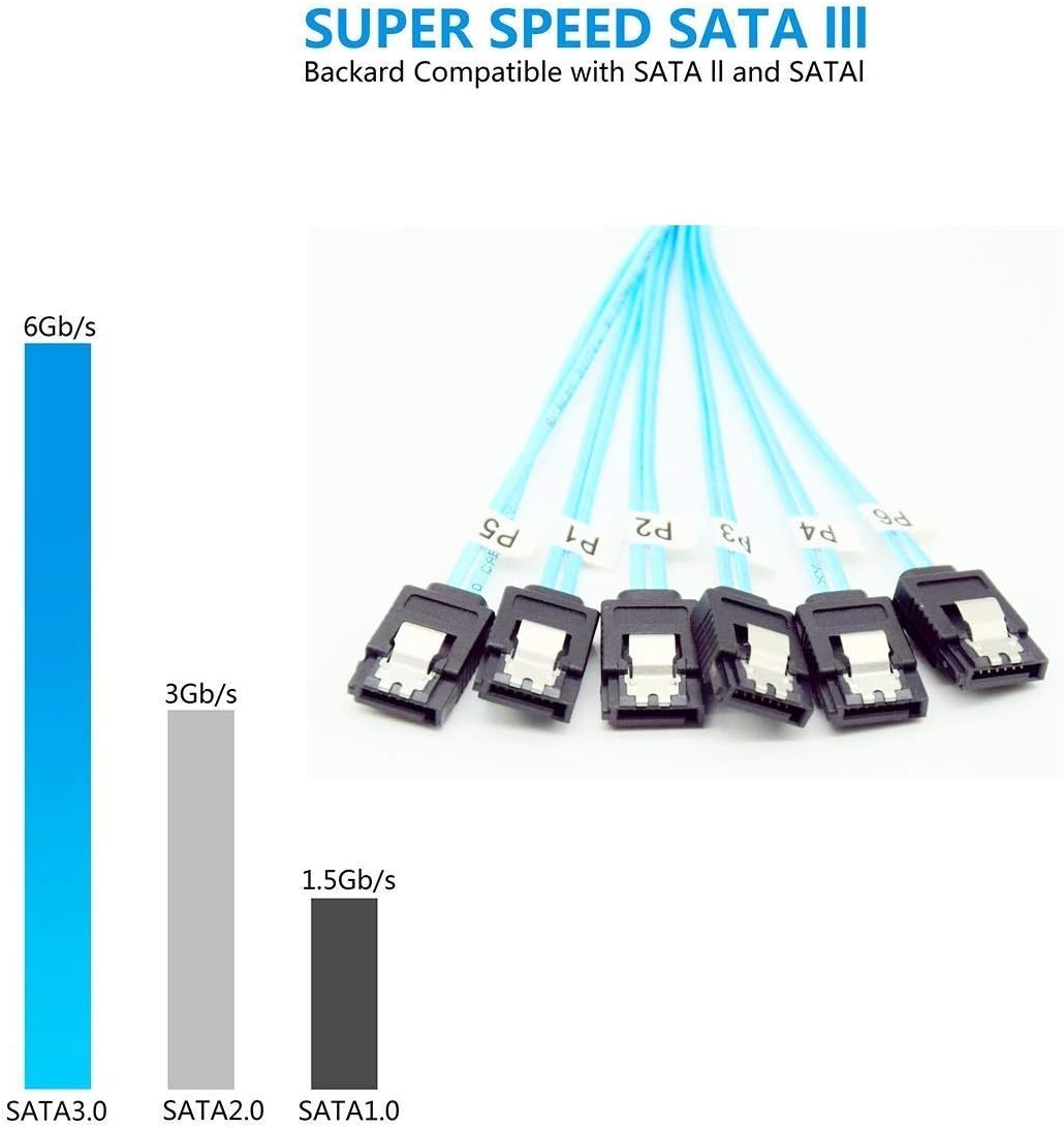 CABLEDECONN Sata 6 SATA Kabel High Speed 6Gbps 6 Teile/sata SAS Kabel Für Server 1M 6pcs/set, 6pcs/s