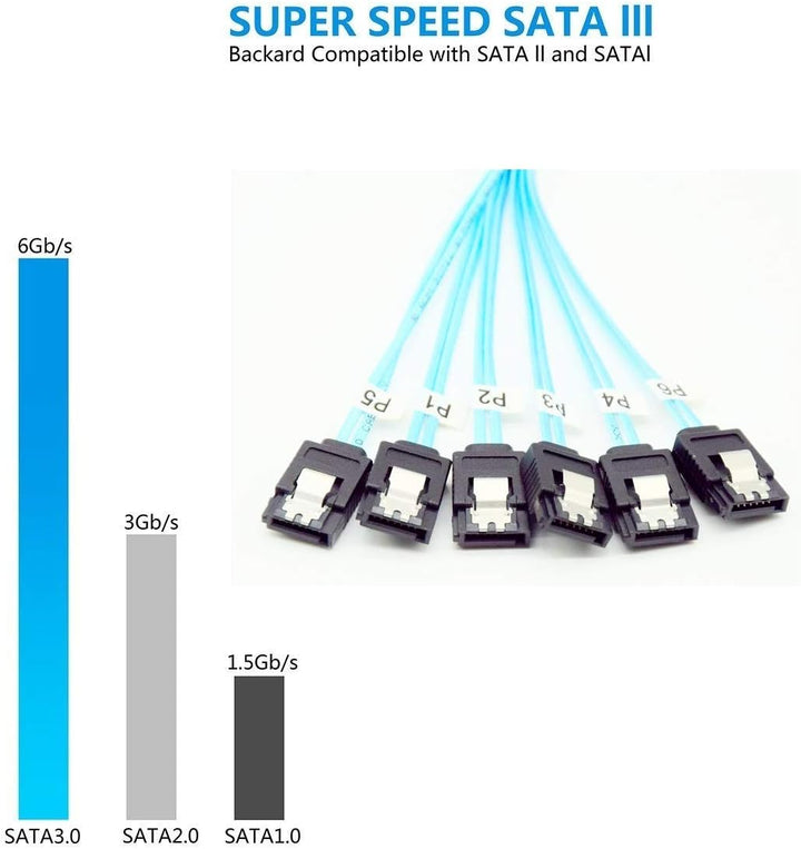 CABLEDECONN Sata 6 SATA Kabel High Speed 6Gbps 6 Teile/sata SAS Kabel Für Server 1M 6pcs/set, 6pcs/s