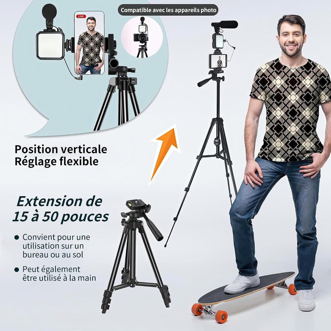 SURPN Vlogging-Kit,YouTube-Starter-Kit,für iPhone/Android-Telefone/Kameras | Telefonhalter für Video