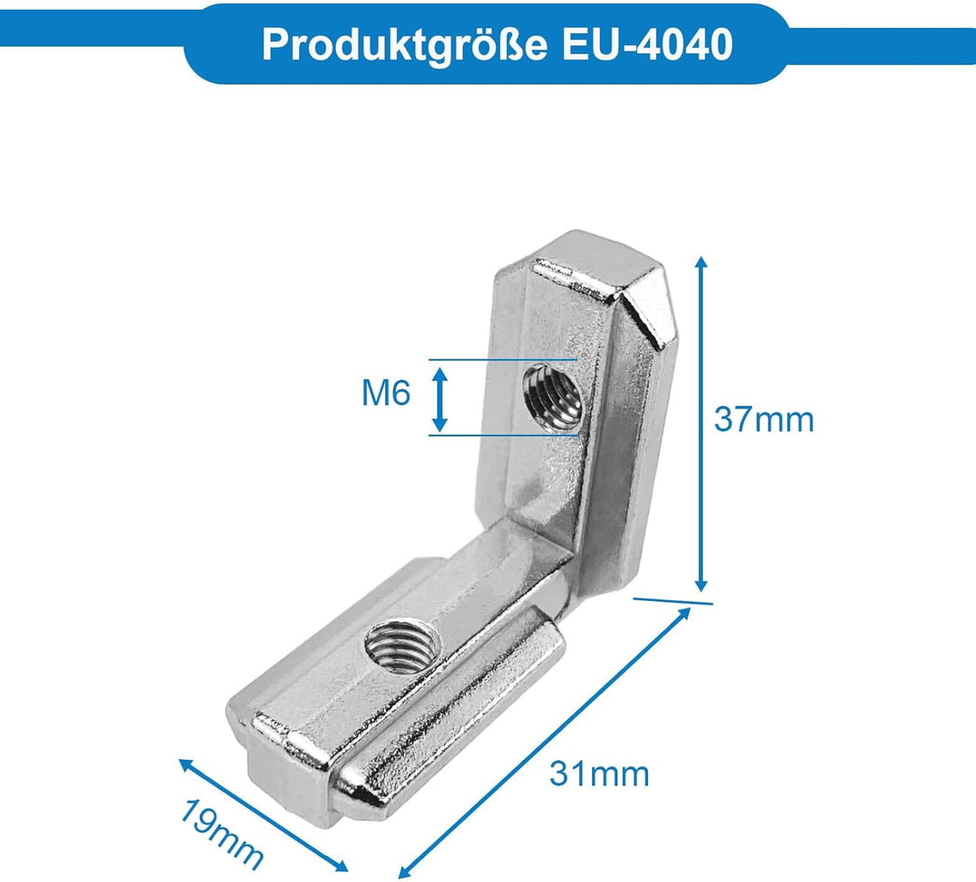 T-Nut Innenwinkel Eckverbinder Profilverbinder, 20 Stück Aluprofil 4040 Nut 8 M6 Aussenwinkel T Slot
