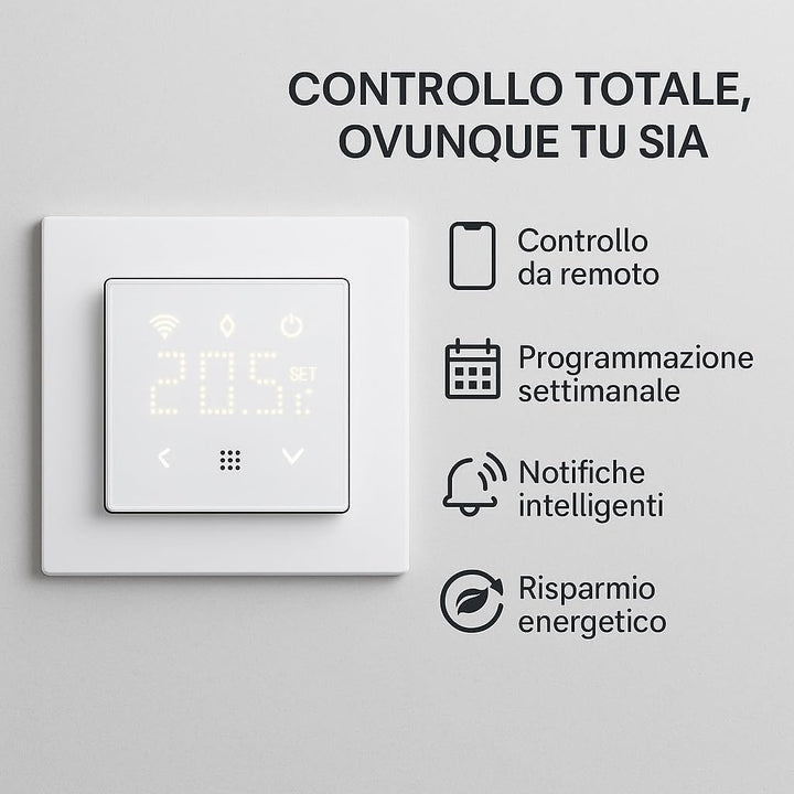 TUYA WLAN-Thermostat, programmierbares Modul, 2P, 240 V, Touch-Display mit Hintergrundbeleuchtung, w