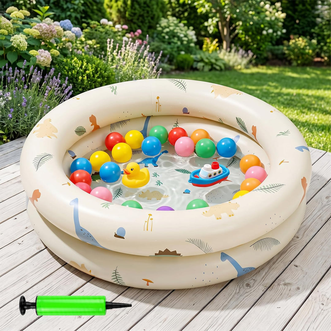 Aufblasbarer Pool, 90x25 cm, Planschbecken, Aufblasbares Planschbecken, Paddling Pool, Dinosaurier-M