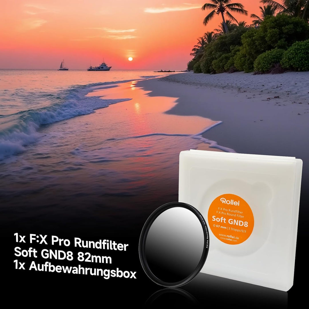 Rollei F:X Pro Grauverlaufs-Rundfilter Soft GND 8 Schraub-Filter mit drehbarem Ring zur Einstellung