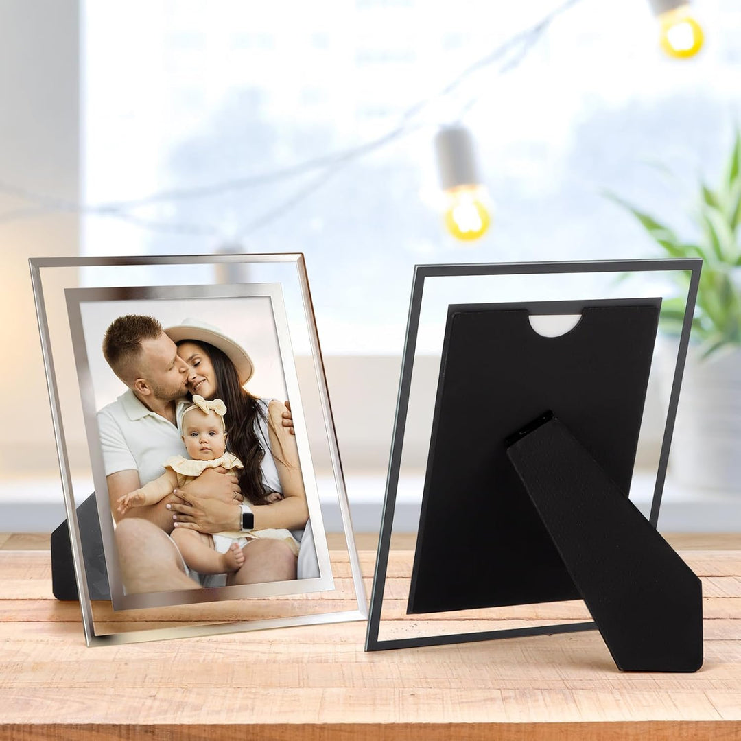Giftgarden Bilderrahmen 13x18 cm Glas, Hochzeit Fotorahmen Silber für 18x13 Bilder, 2er Set Geburtst