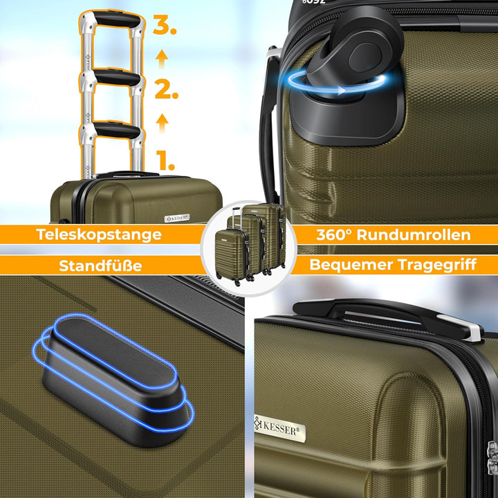 KESSER® Reisekoffer 84L Mittlerer Hartschalen Koffer Inkl. Kofferwaage + Gepäckanhänger | Trolley Ge