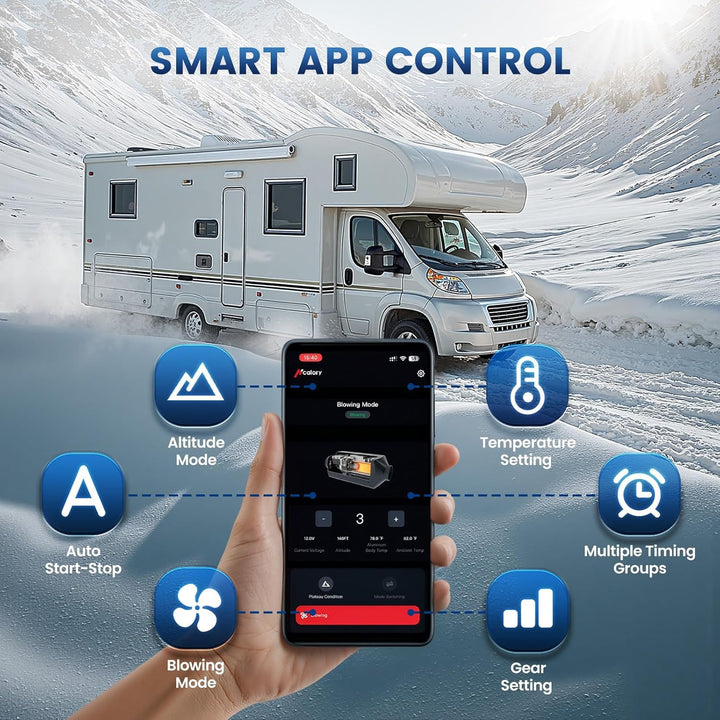 8kW Diesel Standheizung, 12V/24V Diesel Luftheizung 0,12–0,45 L/h, mit APP & 220-240V Adapter,28% hö