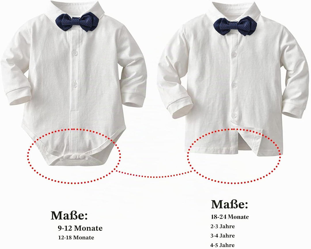 Volunboy Baby Anzug Jungen Anzugweste Hemd mit Fliege für Festlich Hochzeit Bekleidung Set 4tlg 18-2