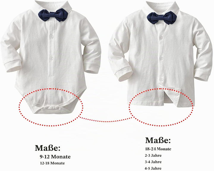 Volunboy Baby Anzug Jungen Anzugweste Hemd mit Fliege für Festlich Hochzeit Bekleidung Set 4tlg 18-2
