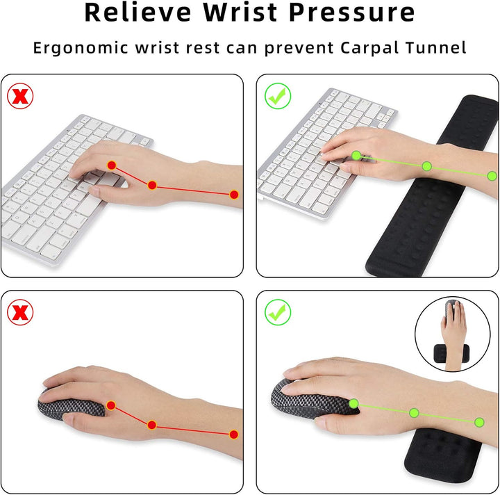Yizhet Handgelenkauflage Set für Tastatur und Maus Handballenauflage mit Ergonomische Memory Schaum
