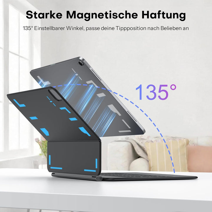 OMOTON Tastatur Hülle für iPad Air 13"(M4/M3/M2, 2026/2025/2024), Magnetische Magic Keyboard für iPa