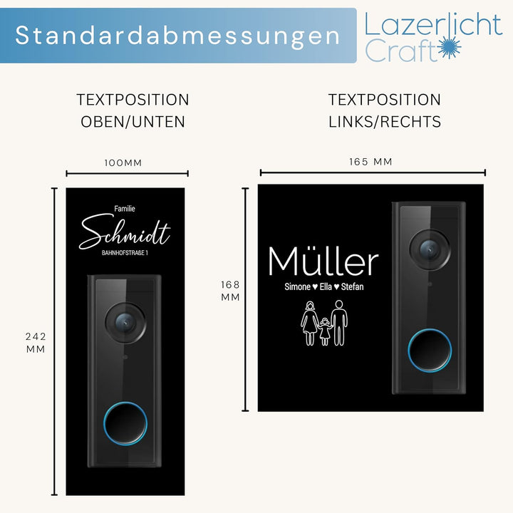 Klingelschild für Eufy Video Doorbell S220 2K HD (kabellos) | Schwarz oder Anthrazit | Verschiedene