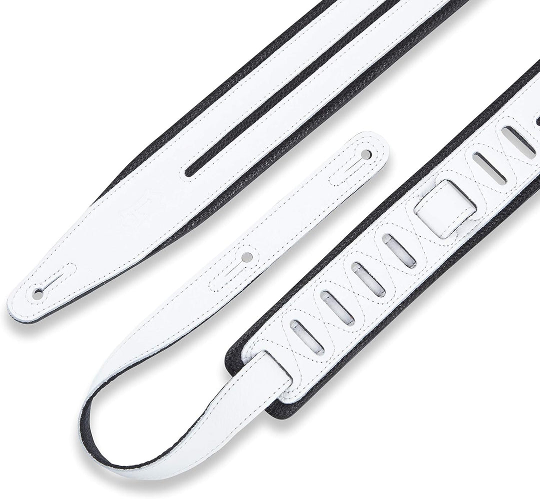 Levy's Leathers MG317DRS-BLK_WHT Gitarrengurt aus Leder, 2,5 cm, Weiss und Schwarz Weiss / Schwarz,