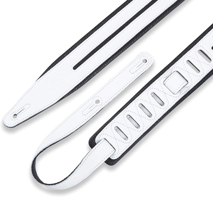 Levy's Leathers MG317DRS-BLK_WHT Gitarrengurt aus Leder, 2,5 cm, Weiss und Schwarz Weiss / Schwarz,