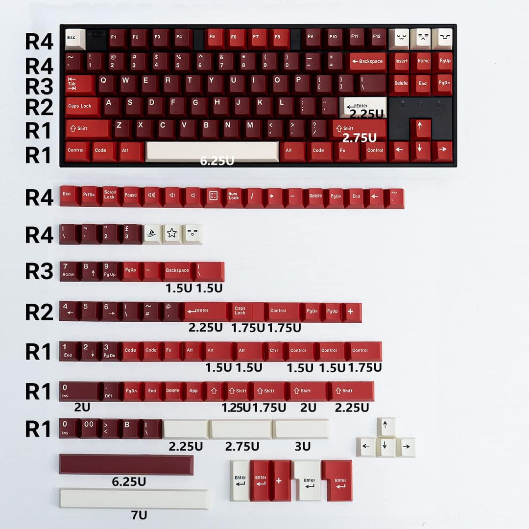 mintcaps Jamon Keycaps Set 173 Tasten Cherry Profile Doubleshot Custom Keyboard Red Keycaps ISO ANSI