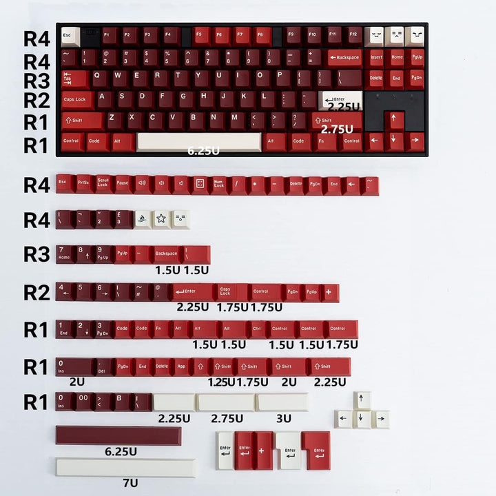 mintcaps Jamon Keycaps Set 173 Tasten Cherry Profile Doubleshot Custom Keyboard Red Keycaps ISO ANSI