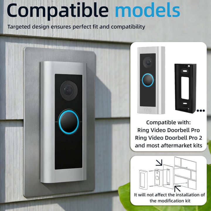 Edelstahl-Blende für Ring Video Doorbell Pro - Wandplatte für Video Klingel mit Kamera, Geeignet für
