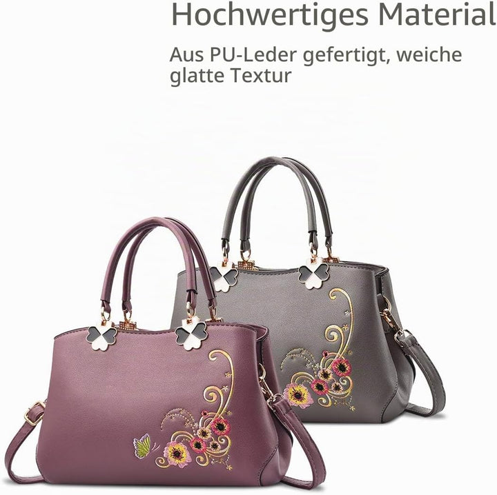 NICOLE&amp;DORIS Handtaschen Damen Mode Schultertasche Geldbörse Retro Umhängetasche Frau Tote Stickerei