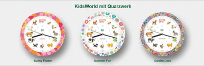 KOOKOO KidsWorld Sunny Flower, Bauernhofuhr mit 12 echten Tierstimmen vom Land, Quarzwerk, 34cm