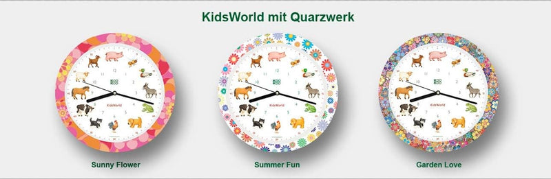 KOOKOO KidsWorld Sunny Flower, Bauernhofuhr mit 12 echten Tierstimmen vom Land, Quarzwerk, 34cm