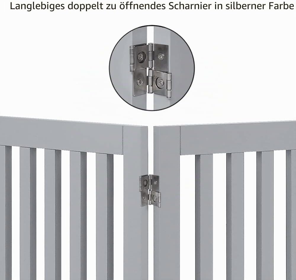 unipaws Treppenschutzgitter ohne Bohren mit Füssen, Absperrgitter Hund, Freistehendes Holz-Hundetore