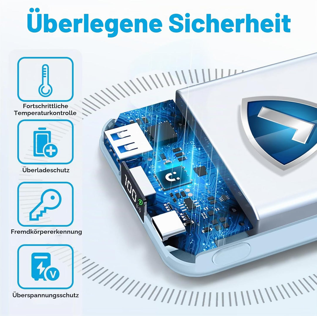 AOGUERBE for MagSafe Wireless Power Bank, Magnetische Powerbank 10000mAh mit USB C in&amp;Out, 22,5W Sch