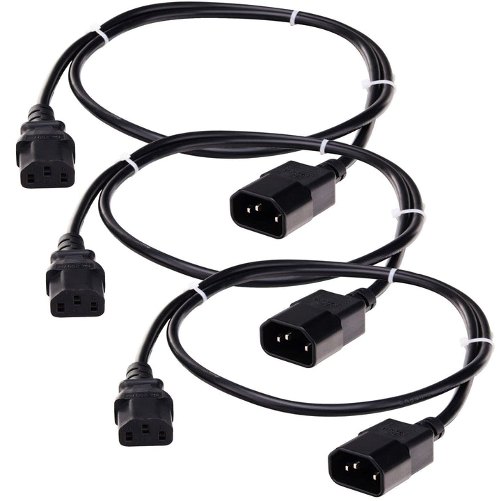 3X Pronomic IECIEC-0,5 Netzkabel Verlängerung 0,5m (Kaltgeräte Stecker auf Kaltgeräte Buchse, sehr f