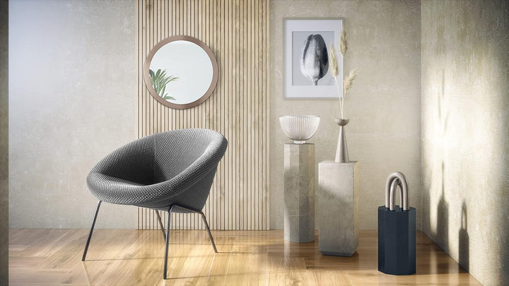 Vladon Spiegel Globe 50 cm, dekorativer runder Wandspiegel für Flur und Wohnzimmer mit MDF-Rahmen in