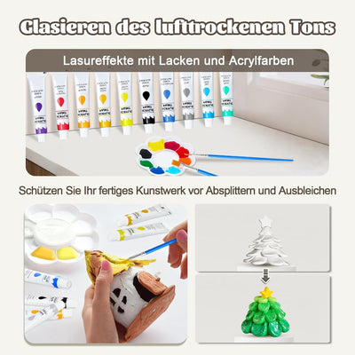 Anpro Home Air Dry Clay Pottery Kit für Anfänger, DIY Clay Play Kit für Erwachsene, mit Werkzeugen,