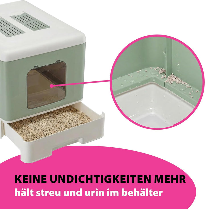 Ferplast Katzentoilette geruchshemmend, sauber &amp; leicht zu reinigen, Grün | 2 Aktivkohlefilter gegen