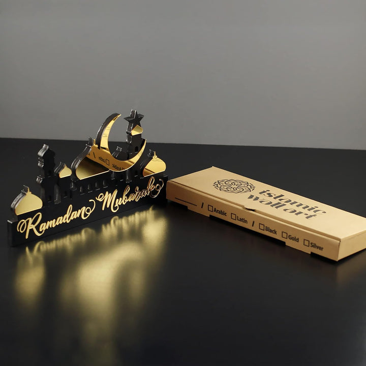 iwa concept Islamische Tischdekorationen aus Holz mit Acryl, Ramadan-Kareem-und Eid-Mubarak-Dekorati