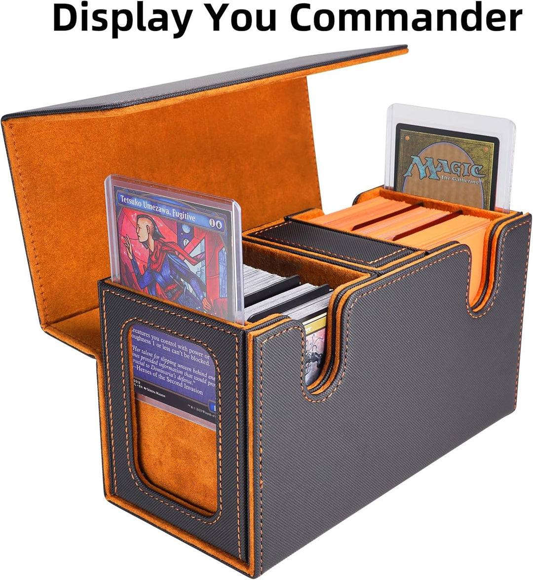AFIING MTG Commander Kartenbox, 3-in-1 Karten-Aufbewahrungsbox für 200+ doppelt gesleevte Karten, Ma