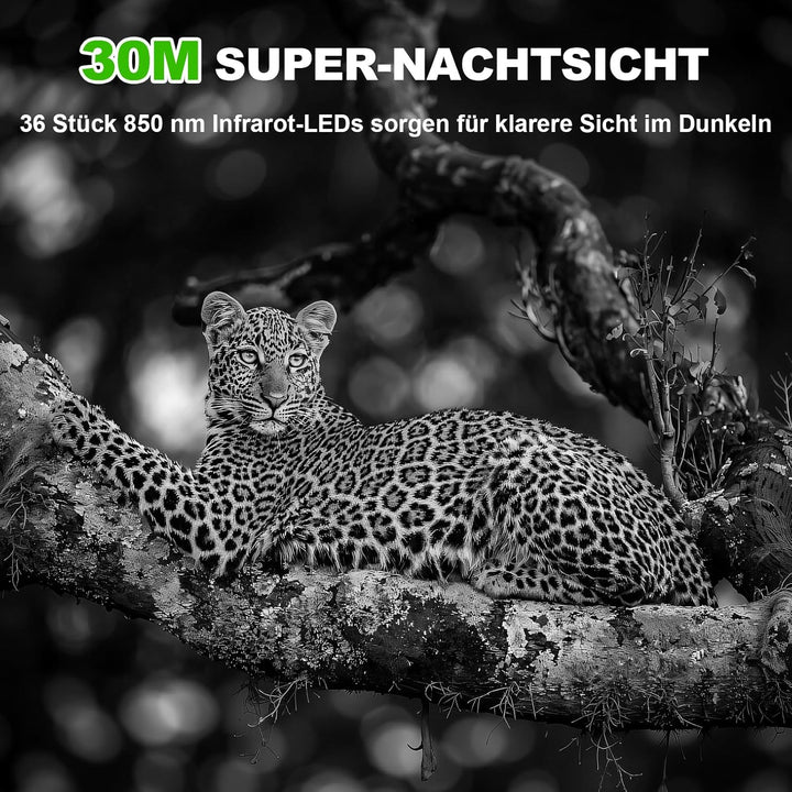 Wildkamera mit Handyübertragung App, 5K Video 60MP Full HD WLAN Bluetooth Wildtierkamera Nachtsicht