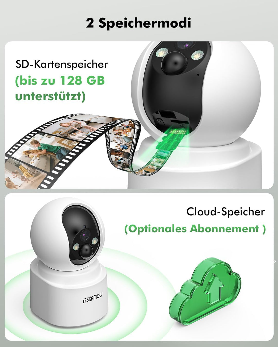 2,5K 4MP Überwachungskamera Innen Akku, 360° WLAN innenkamera mit akku, 2,4/5 GHz WiFi, 360° Kamera