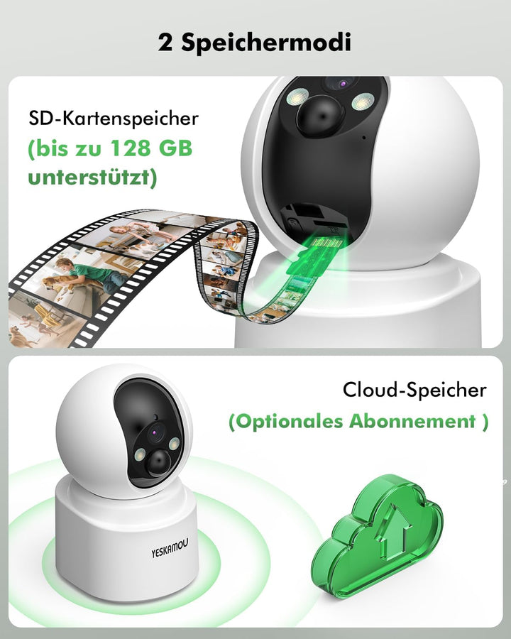 2,5K 4MP Überwachungskamera Innen Akku, 360° WLAN innenkamera mit akku, 2,4/5 GHz WiFi, 360° Kamera