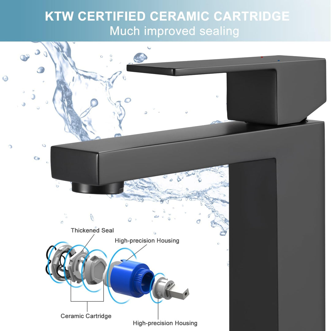 BONADE Wasserhahn Bad Schwarz, Einhebel-badarmatur, Armatur Badezimmer, Energiesparend Waschbeckenar