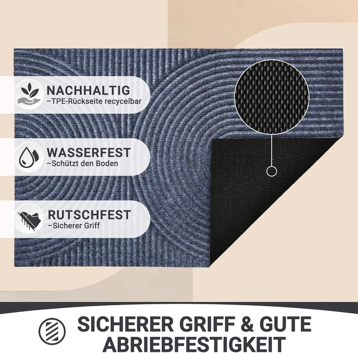 Fussmatte 60x90cm, rutschfeste Maschinenwaschbare Schmutzfangmatte, Teppich Wohnzimmer Innen und Aus