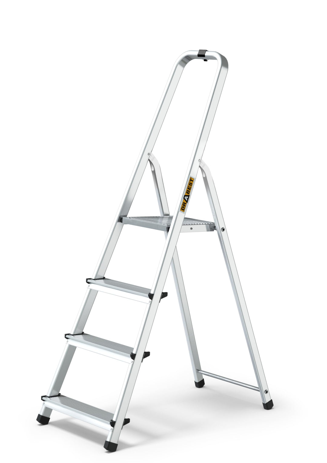 DRABEST Home Aluminiumleiter 4 Stufen 125 kg - Sicheres Arbeiten zu Hause und bei Renovierungen - Tr